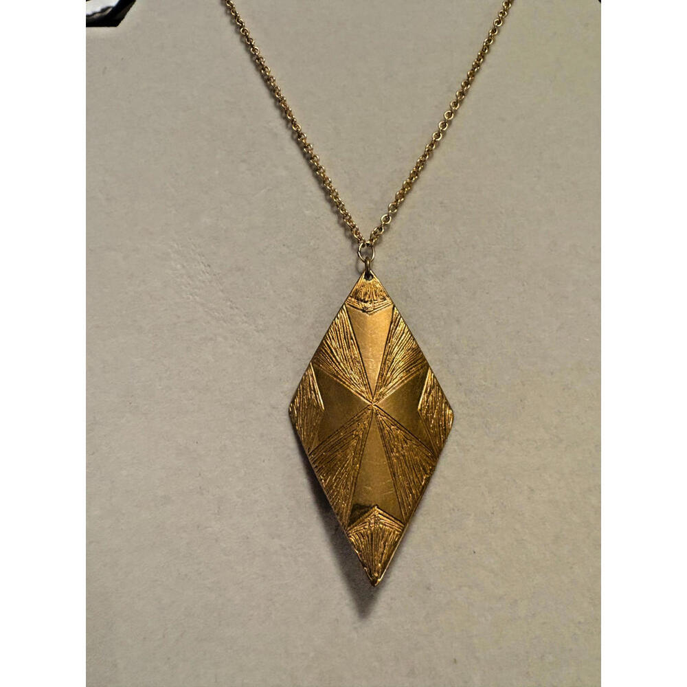 Vintage MODA Handmade in Malta Maltese Cross Modernist Necklace 28" Copper Gold